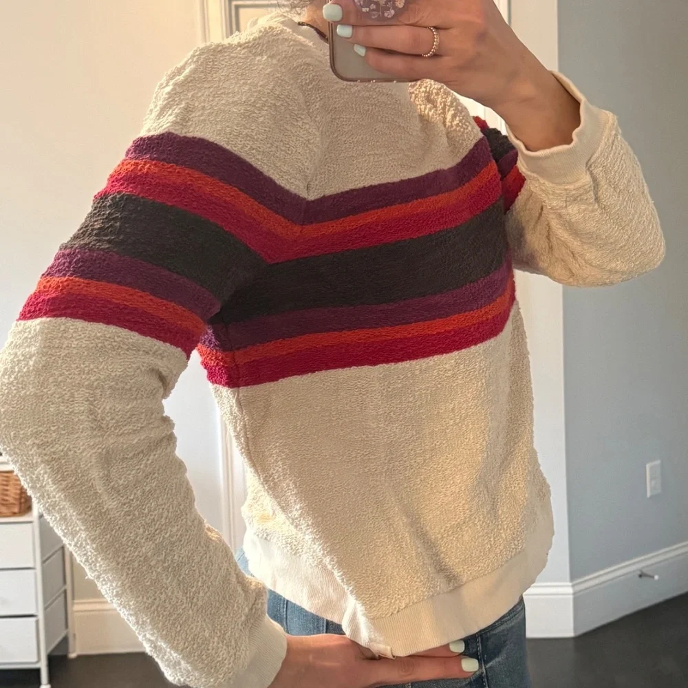 Faherty Vista Stripe Pullover Sweatshirt, Women's size M - Picture 4 of 5